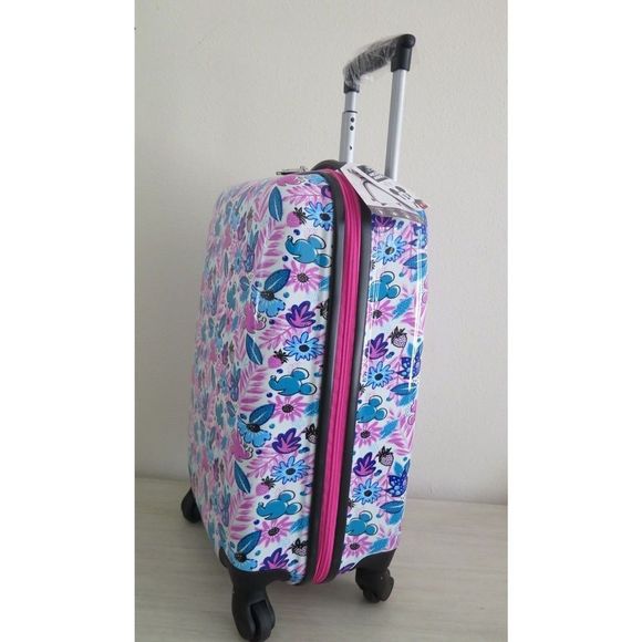 Disney Minnie/Mickey Mouse Hardshell Spinner Luggage 20” Upright Suitcase - Picture 10 of 12